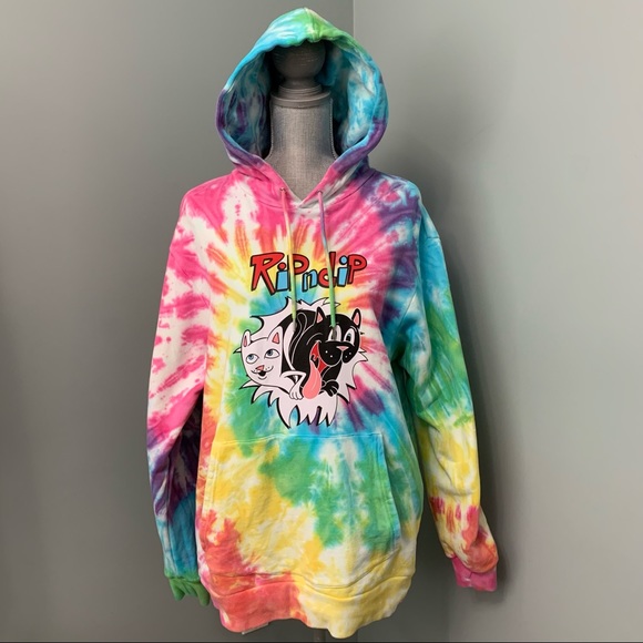Rip N Dip Tops - RIP N DIP Nerm and Jerm spiral TIE DYE Hoodie size M unisex